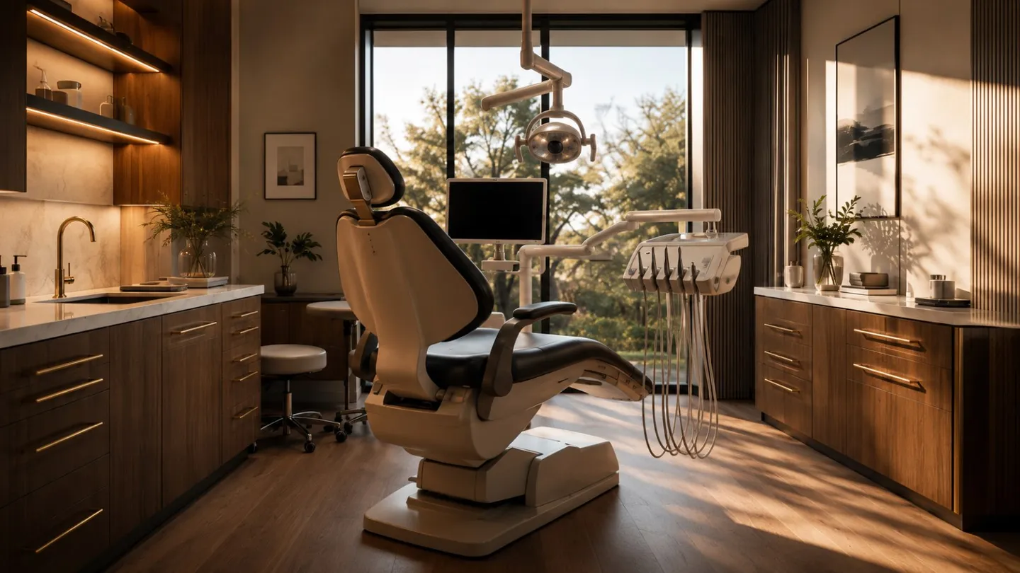 Modern dental operatory at golden hour